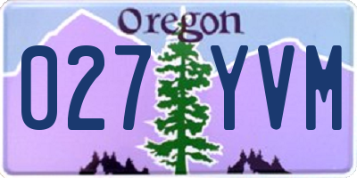 OR license plate 027YVM