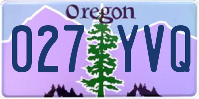 OR license plate 027YVQ