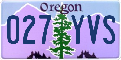OR license plate 027YVS