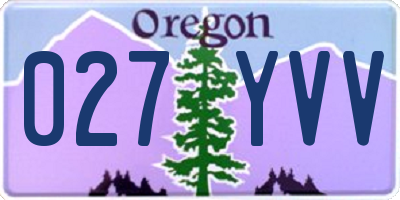 OR license plate 027YVV