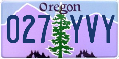 OR license plate 027YVY