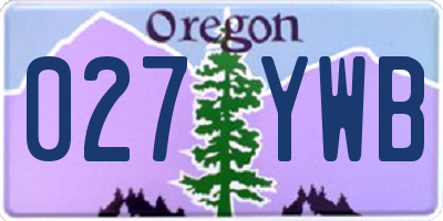 OR license plate 027YWB