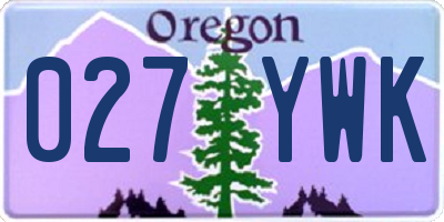 OR license plate 027YWK