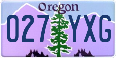 OR license plate 027YXG