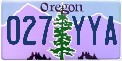 OR license plate 027YYA