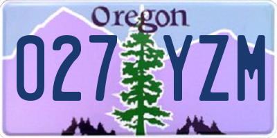 OR license plate 027YZM