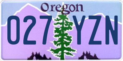 OR license plate 027YZN
