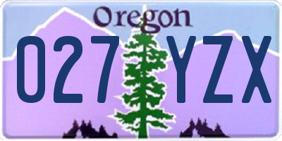 OR license plate 027YZX