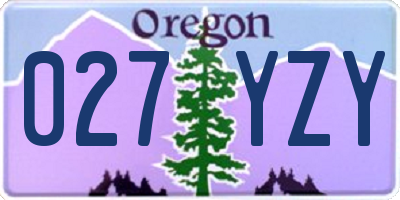 OR license plate 027YZY