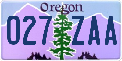 OR license plate 027ZAA