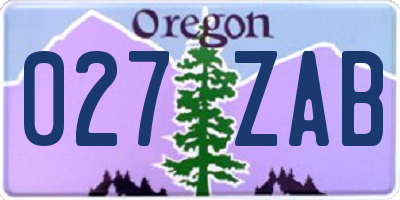 OR license plate 027ZAB