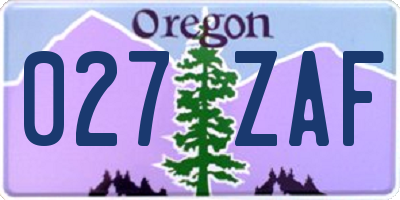OR license plate 027ZAF