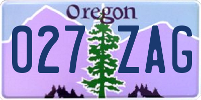 OR license plate 027ZAG