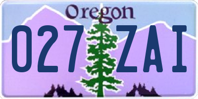 OR license plate 027ZAI