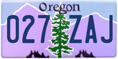 OR license plate 027ZAJ