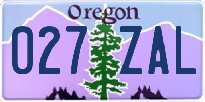 OR license plate 027ZAL