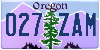 OR license plate 027ZAM