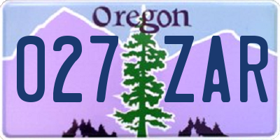 OR license plate 027ZAR