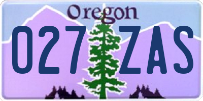 OR license plate 027ZAS