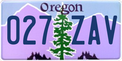 OR license plate 027ZAV