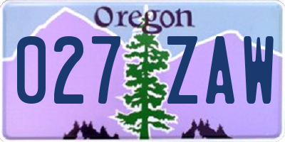 OR license plate 027ZAW