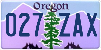 OR license plate 027ZAX