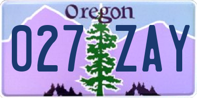 OR license plate 027ZAY