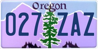 OR license plate 027ZAZ