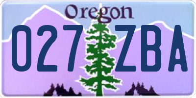 OR license plate 027ZBA