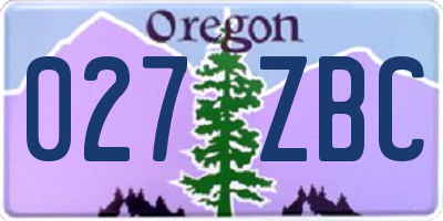 OR license plate 027ZBC