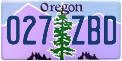 OR license plate 027ZBD