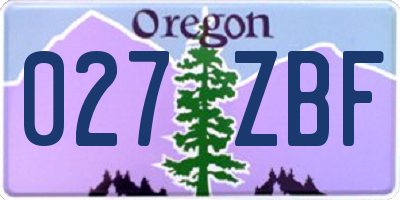 OR license plate 027ZBF