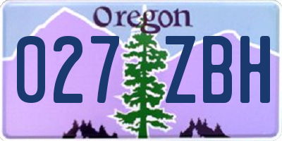 OR license plate 027ZBH