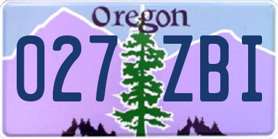 OR license plate 027ZBI