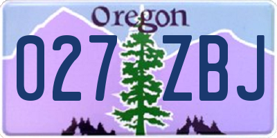 OR license plate 027ZBJ