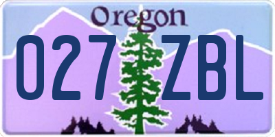 OR license plate 027ZBL