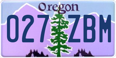 OR license plate 027ZBM