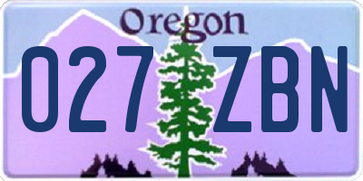 OR license plate 027ZBN