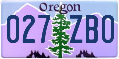 OR license plate 027ZBO