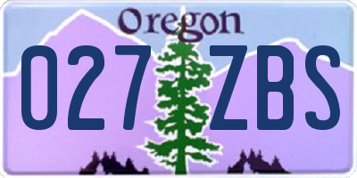 OR license plate 027ZBS