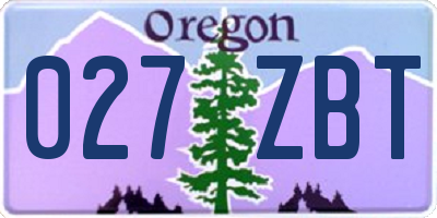 OR license plate 027ZBT