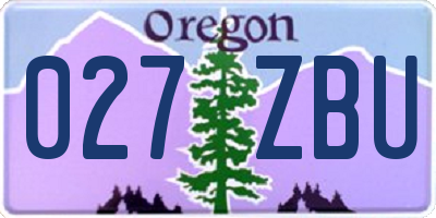 OR license plate 027ZBU
