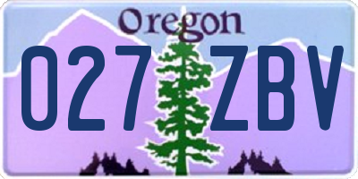 OR license plate 027ZBV