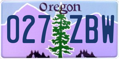 OR license plate 027ZBW