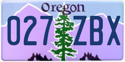 OR license plate 027ZBX
