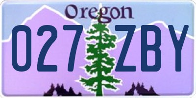 OR license plate 027ZBY