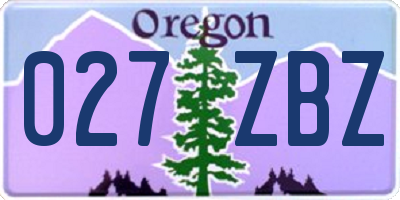 OR license plate 027ZBZ