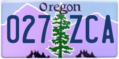 OR license plate 027ZCA