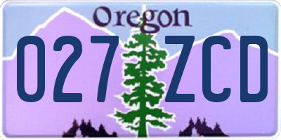 OR license plate 027ZCD