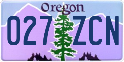 OR license plate 027ZCN